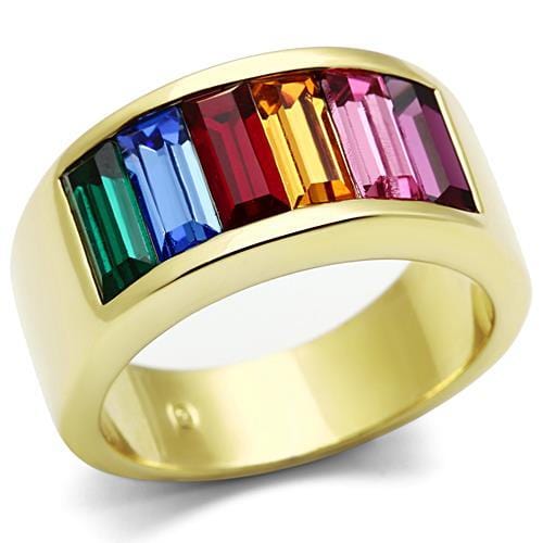 Thin Gold Ring TK1415 Gold - Stainless Steel Ring with Top Grade Crystal