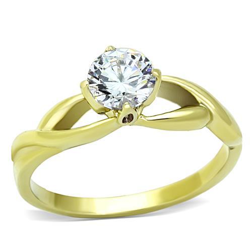 Thin Gold Ring TK1416 Gold - Stainless Steel Ring with AAA Grade CZ