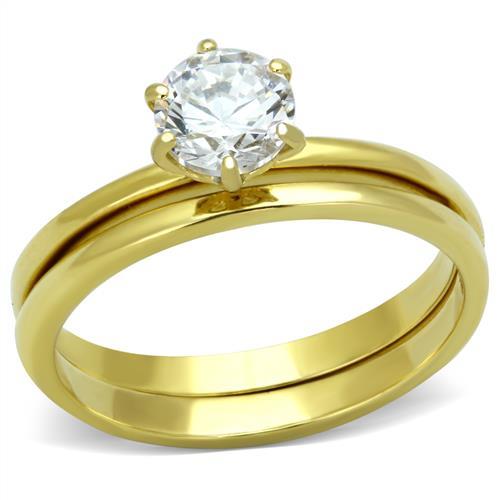 Thin Gold Ring TK1439 Gold - Stainless Steel Ring with AAA Grade CZ