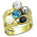 Thin Gold Ring TK1440 Gold - Stainless Steel Ring with Synthetic