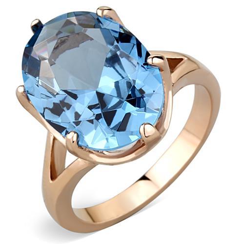 Rose Gold Rings TK1484 Rose Gold - Stainless Steel Ring in London Blue