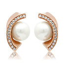 Gold Stud Earrings TK1510 Rose Gold - Stainless Steel Earrings with Synthetic