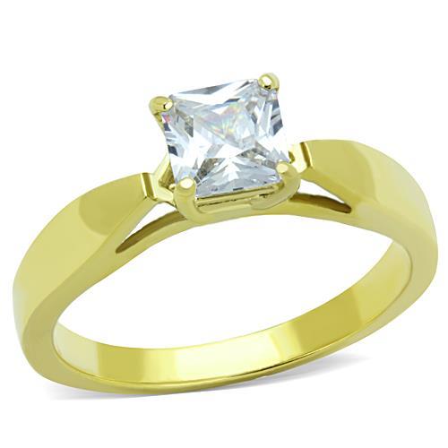 Simple Gold Rings TK1511 Gold - Stainless Steel Ring with AAA Grade CZ