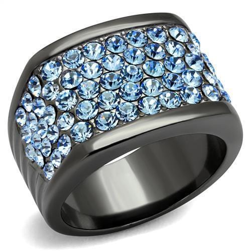 Band Rings TK1545LJ Light Black Stainless Steel Ring with Top Grade Crystal