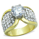 Simple Gold Rings TK1547 Two-Tone Gold - Stainless Steel Ring with CZ