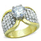 Simple Gold Rings TK1547 Two-Tone Gold - Stainless Steel Ring with CZ