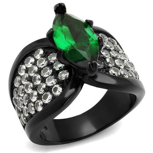 Band Rings TK1548J Black - Stainless Steel Ring with Synthetic in Emerald