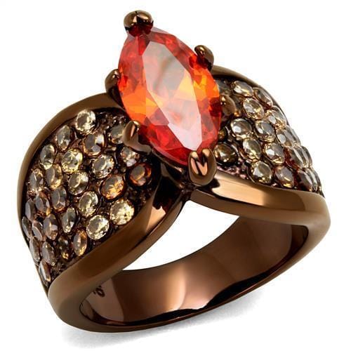 Band Rings TK1548LC Coffee light Stainless Steel Ring with CZ in Orange