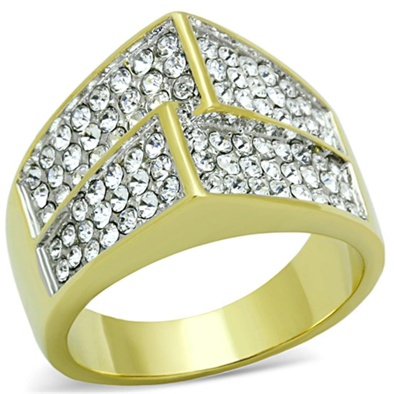 Simple Gold Rings TK1550 Two-Tone Gold - Stainless Steel Ring with Crystal