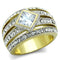 Simple Gold Rings TK1551 Two-Tone Gold - Stainless Steel Ring with CZ