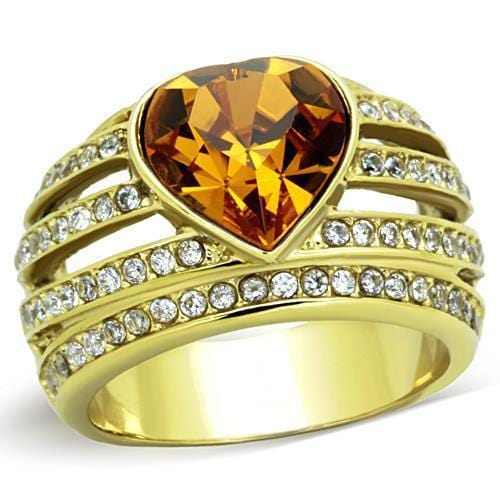 Simple Gold Rings TK1563 Gold - Stainless Steel Ring with Top Grade Crystal