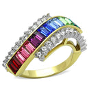 Simple Gold Rings TK1575 Two-Tone Gold - Stainless Steel Ring with Crystal