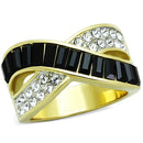 Simple Gold Rings TK1577 Two-Tone Gold - Stainless Steel Ring with Crystal