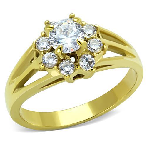 Simple Gold Rings TK1583 Gold - Stainless Steel Ring with AAA Grade CZ