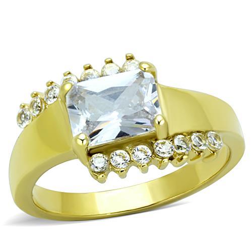 Simple Gold Rings TK1588 Gold - Stainless Steel Ring with AAA Grade CZ