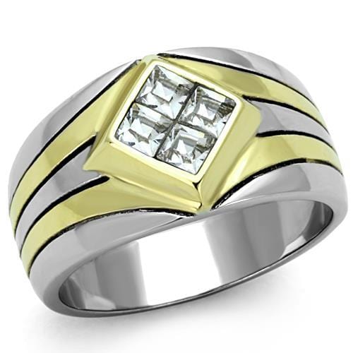 Simple Gold Rings TK1610 Two-Tone Gold - Stainless Steel Ring with Crystal