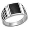 Men's Pinky Rings TK1611 Stainless Steel Ring with Epoxy in Jet