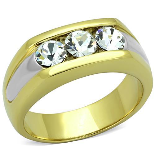 Simple Gold Rings TK1615 Two-Tone Gold - Stainless Steel Ring with Crystal