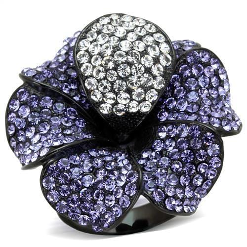 Band Rings TK1618 Black - Stainless Steel Ring with Top Grade Crystal