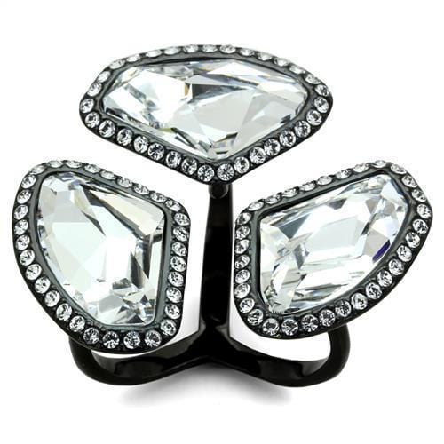 Band Rings TK1619 Black - Stainless Steel Ring with Top Grade Crystal