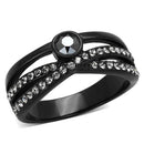 Mens Stainless Steel Rings TK1620 - Stainless Steel Ring with Crystal in Hematite