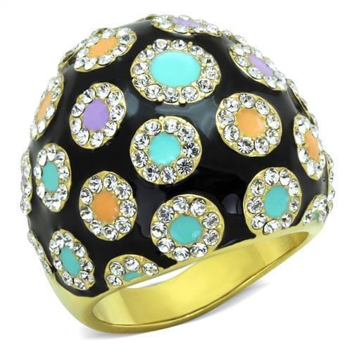 Simple Gold Rings TK1625 Gold - Stainless Steel Ring with Crystal