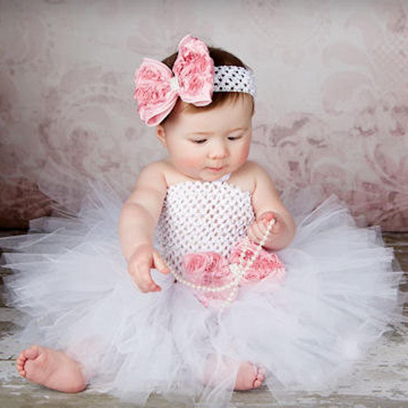 Toddler Girls Fancy Princess Tutu Dress Holiday Flower Double Layers Fluffy Baby Dress with Headband Photo Props TS044 AExp