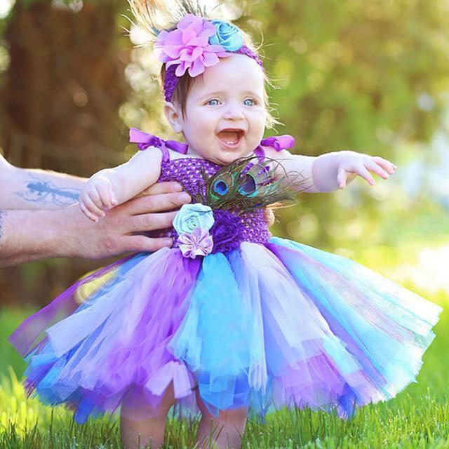 Toddler Girls Fancy Princess Tutu Dress Holiday Flower Double Layers Fluffy Baby Dress with Headband Photo Props TS044 AExp