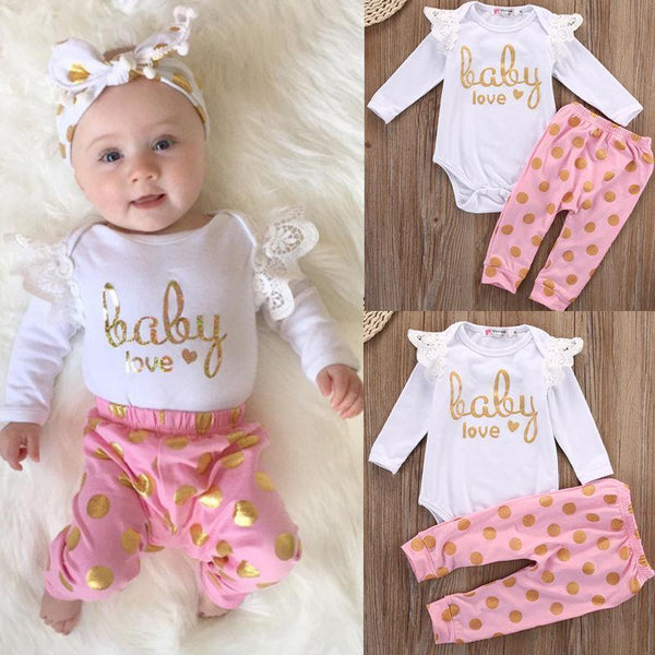Toddler Infant Newborn Baby Girls Clothes Set Romper Long Sleeve Cotton Pants Jumpsuit Bodysuit Clothing Baby Girl Outfits