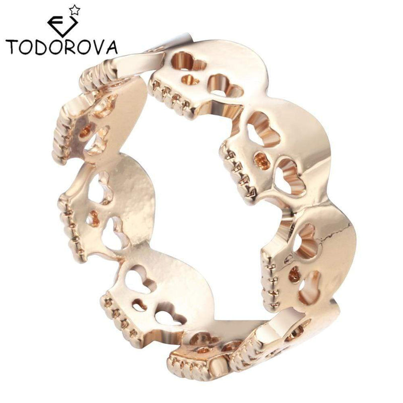 Todorova Gothic Men's Ring Skull Biker Zinc Alloy Male Ring for Women Personalized Punk Silver Gold Wedding Band