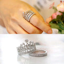 TOMTOSH 2016 New fashion accessories jewelry Top quality crystal Imperial crown finger ring set for women girl nice gift AExp