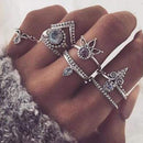 TOMTOSH Bohemian 8pcs/Set Retro Anti Silver Anti Gold Rings Lucky Stackable Midi Rings Set Rings for Women Party 2017 new
