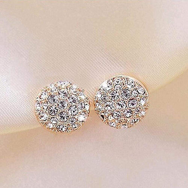 Tomtosh New round earrings full rhinestone heart-shaped earrings for women OL fashion elegant full rhinestone circle earrings