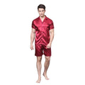Tony&Candice Men's Silk Pajamas Satin Sleepwear Short Sleeves Pajamas Set In Summer Soft Nightgown For Men pyjama Casual Style