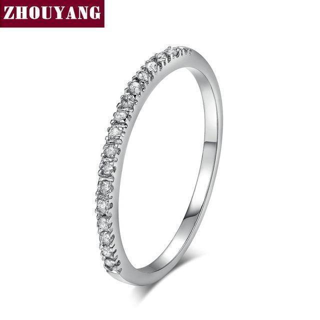 Top Quality Gold Concise Classical CZ Wedding Ring Rose Gold Color Austrian Crystals Wholesale ZYR132 ZYR133-10-WhiteGold-JadeMoghul Inc.