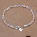 top quality Men jewelry wholesale silver plated bracelets & bangles 20cm Flash twisted rope pulseira 925 Stamp