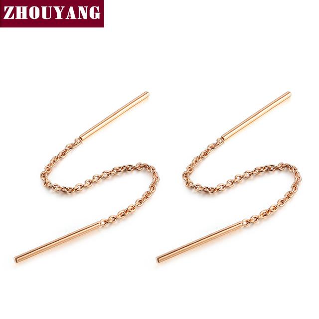 Top Quality Simple Style None Stone Rose Gold Color Drop Earrings Jewelry For Girl Women Wholesale ZYE236 ZYE237-Rose Gold Color-JadeMoghul Inc.