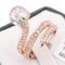 Top Quality ZYR149 Snake Show Bead Ring Rose Gold Color Austrian Crystals Full Sizes Wholesale-5.5-Clear-JadeMoghul Inc.