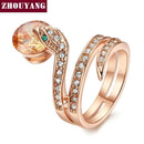 Top Quality ZYR149 Snake Show Bead Ring Rose Gold Color Austrian Crystals Full Sizes Wholesale-5.5-Orange-JadeMoghul Inc.