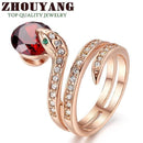 Top Quality ZYR149 Snake Show Bead Ring Rose Gold Color Austrian Crystals Full Sizes Wholesale-5.5-Red-JadeMoghul Inc.