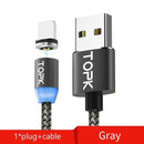 TOPK AM17 1M LED Magnetic USB Cable for iPhone Xs Max 8 7 6 & USB Type C Cable & Micro USB Cable for Samsung Xiaomi LG USB C AExp