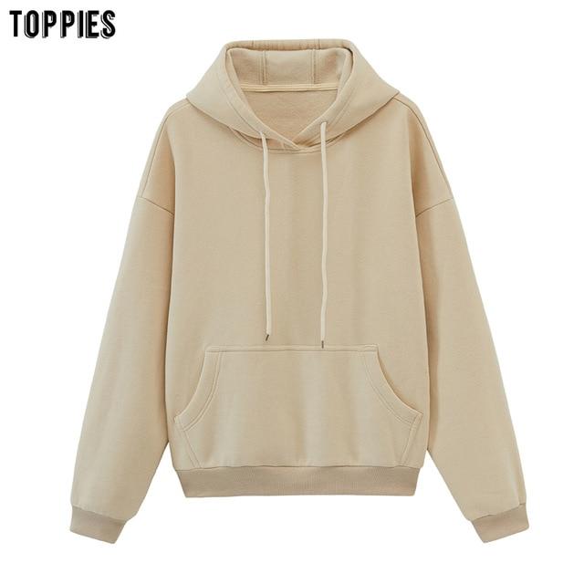 toppies womens tracksuits hooded sweatshirts 2020 autumn winter fleece oversize hoodies solid color jackets JadeMoghul Inc. 