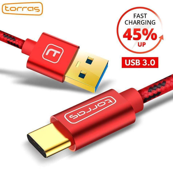 TORRAS USB Type C Cable For Samsung Galaxy Note 8 S8 S9 3A Fast Charge Phone USB 3.0 Cable Type-C USB Cabo For Oppo FindX X JadeMoghul Inc. 