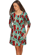 Toscana Gloria Green Pattern Empire Waist Dress - Women