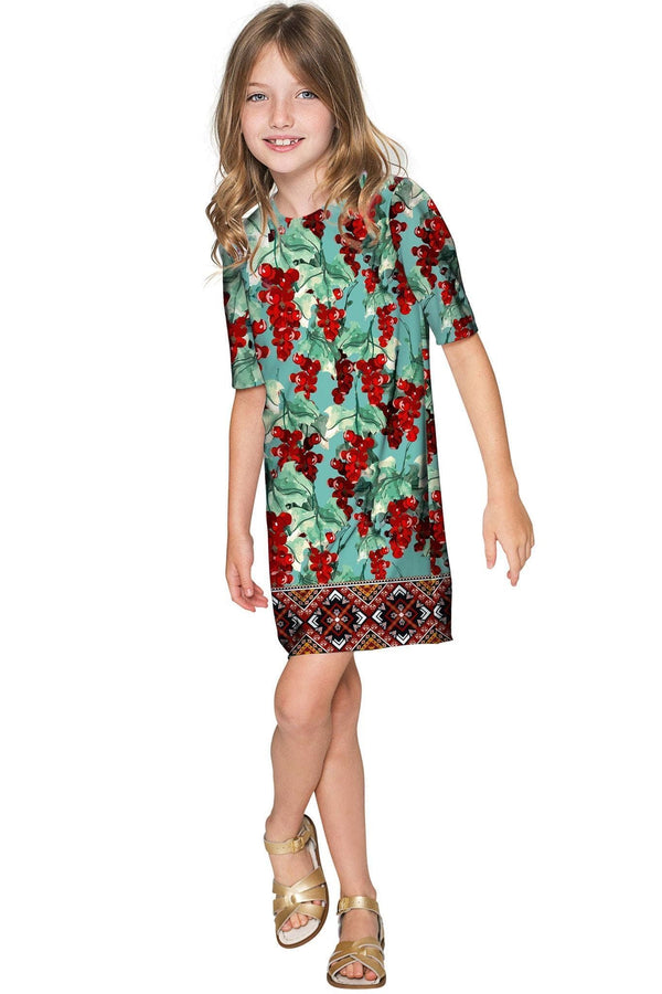 Toscana Toscana Grace Green Printed Elbow Sleeve Shift Dress - Girls Grace Shift Dress