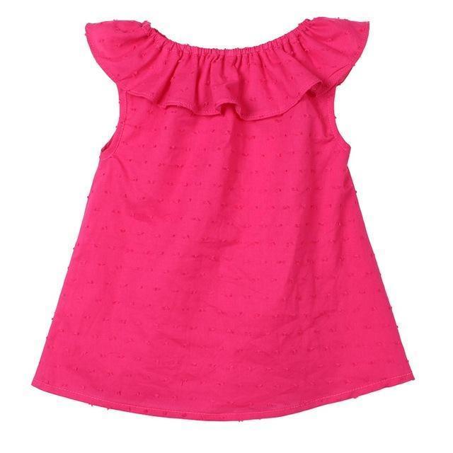 Touchcare Sleeveless Solid Baby Girl T-shirts Lotus Leaf Collar A-line O-Ncek Toddler Top Blouse Baby Girls Clothing Kid T Shirt