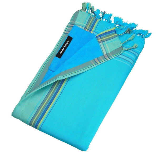 Towels Beach Towels - 0.82" X 1.31" X 0.07" Blue Lagoon Cotton, Polyester Kikoy-Towel HomeRoots