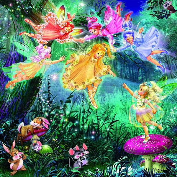 Ceaco Forest Fairies Glitter - Fairy Ring of Six Jigsaw Puzzle - 100 Pieces