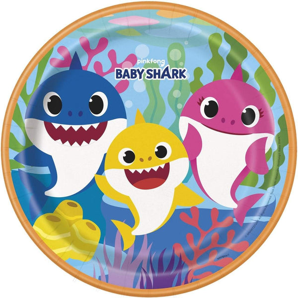 Baby Shark 9 Inch Plates [8 Per Package]