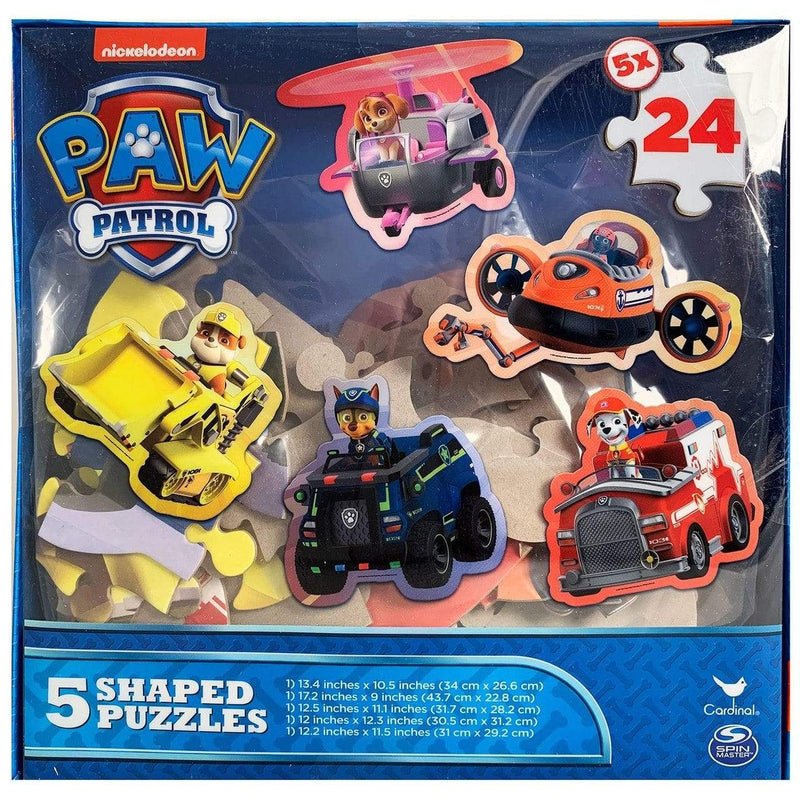 Paw Patrol 5-Shaped Puzzles - 5 puzzles with 24 Pieces Each